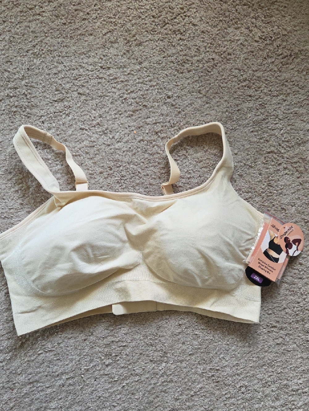 Shapermint Essentials Cream Wireless Stretch Bra, 2XL
